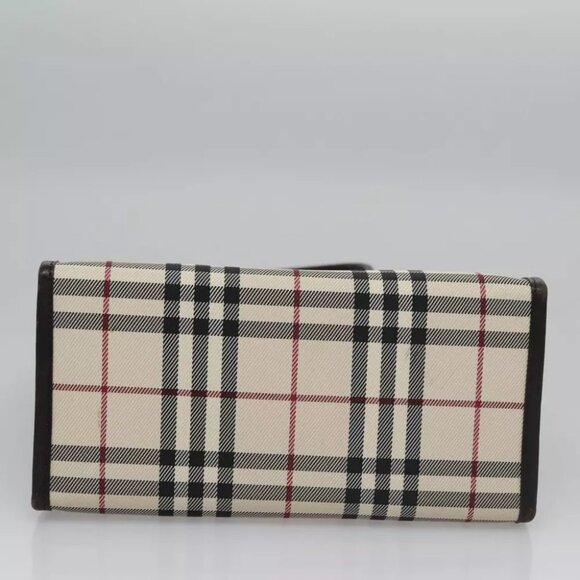 BURBERRY Nova Check Hand Bag Canvas Beige Brown Auth BA050 - Picture 12 of 15